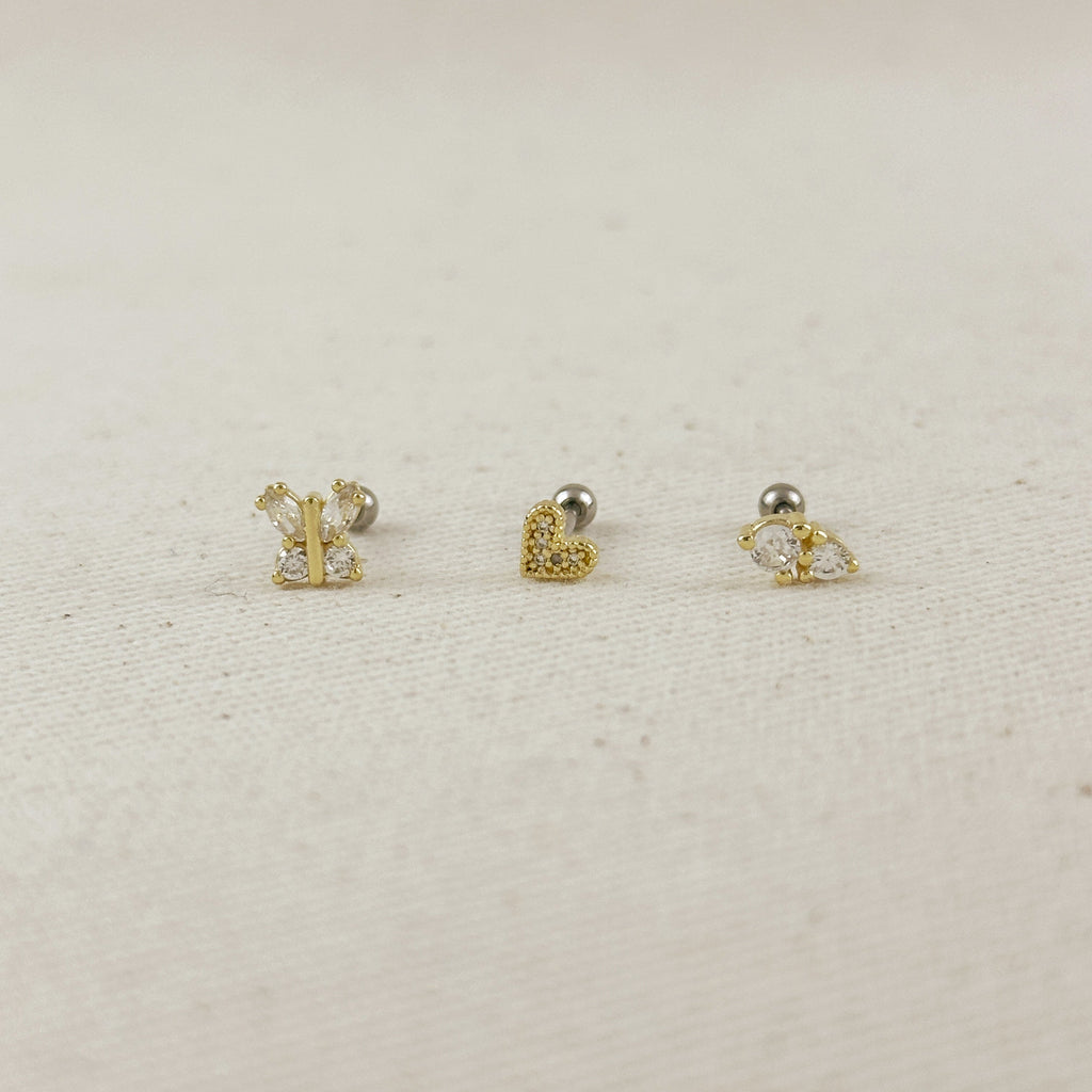 18k Gold Filled CZ Piercing Stud