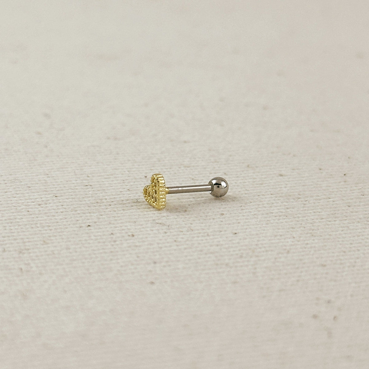 18k Gold Filled CZ Piercing Stud – Heart