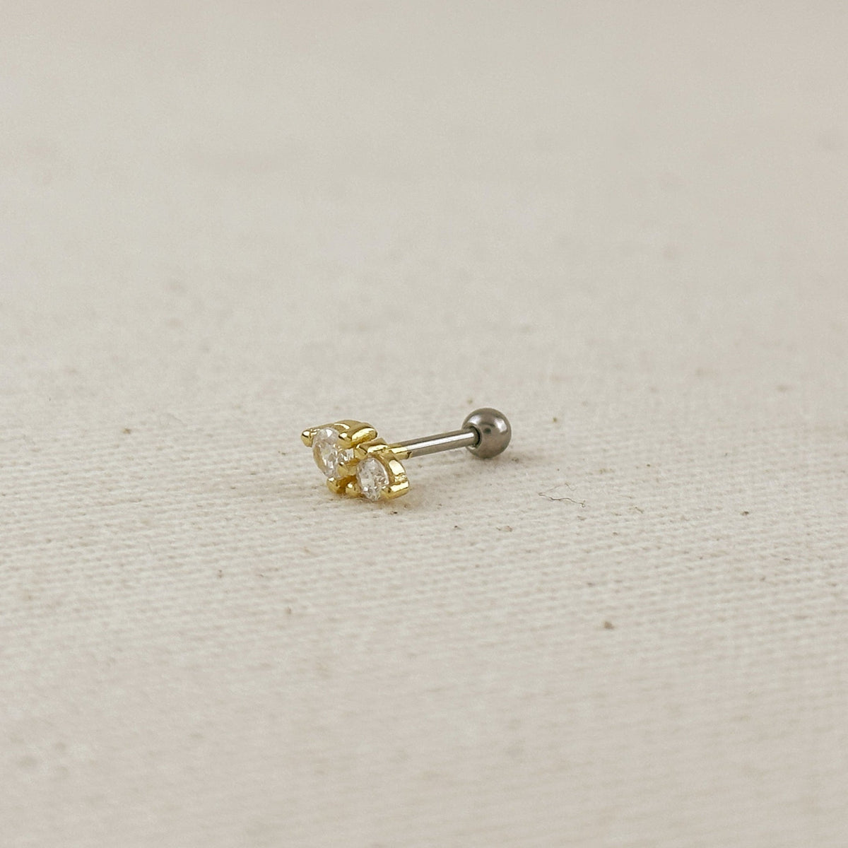 18k Gold Filled CZ Piercing Stud – Marquise Duo
