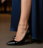 Mondsee 18k Gold Filled Black Bezel CZ & Circles Anklet | 18k Gold Filled Jewelry