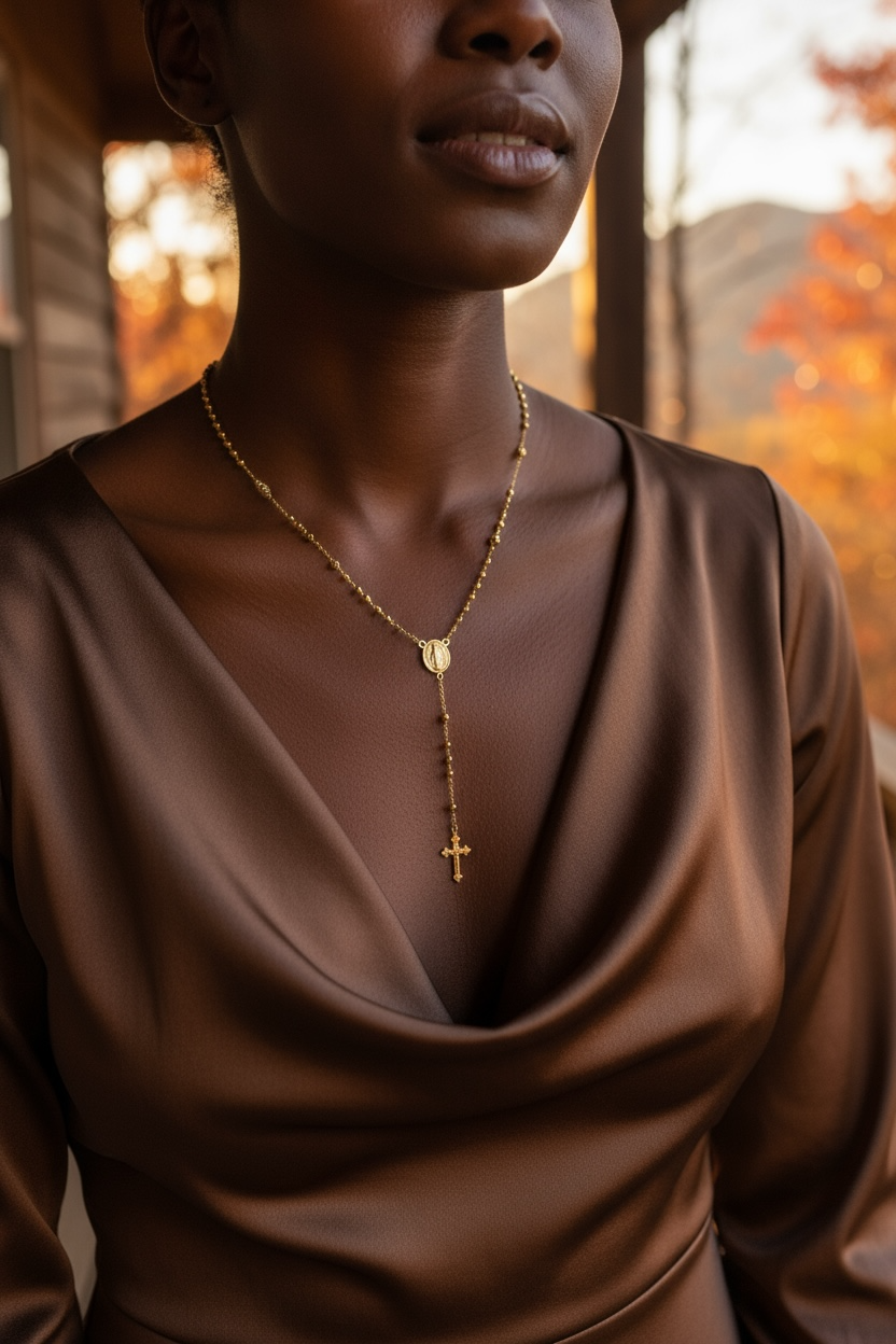 Mondsee 18k Gold Filled 3.3mm Rosary Necklace | 18k Gold Filled Jewelry