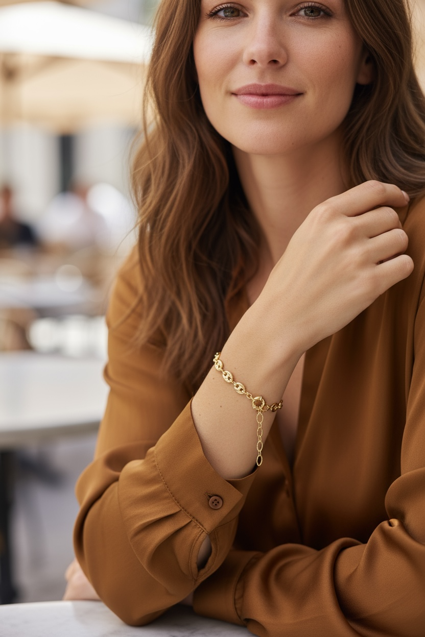 Mondsee 18k Gold Filled Puffy Mariner Bracelet | 18k Gold Filled Jewelry