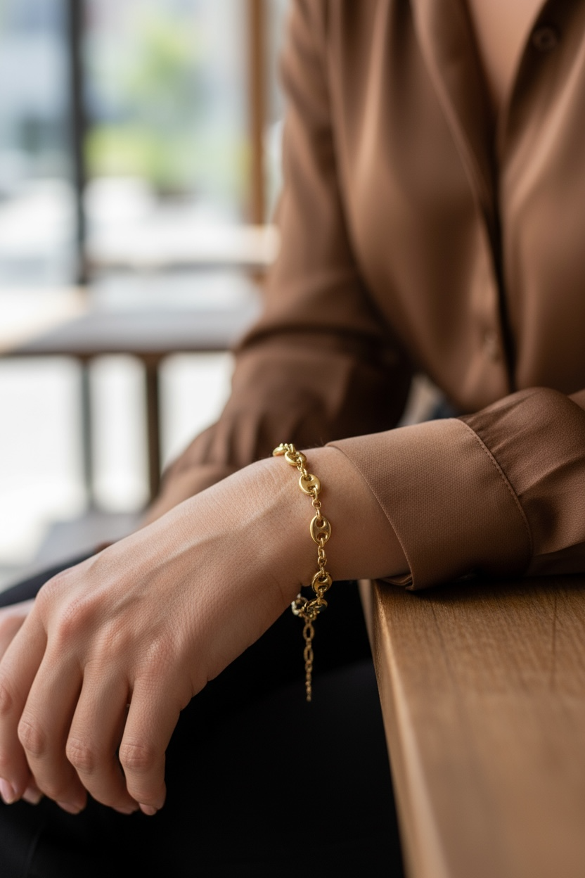 Mondsee 18k Gold Filled Puffy Mariner Bracelet | 18k Gold Filled Jewelry