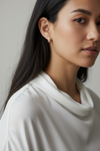 18k Gold Filled CZ Leaf Clicker Hoop Earrings