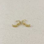 18k Gold Filled CZ Leaf Clicker Hoop Earrings