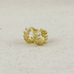 18k Gold Filled CZ Leaf Clicker Hoop Earrings