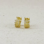 18k Gold Filled CZ Leaf Clicker Hoop Earrings