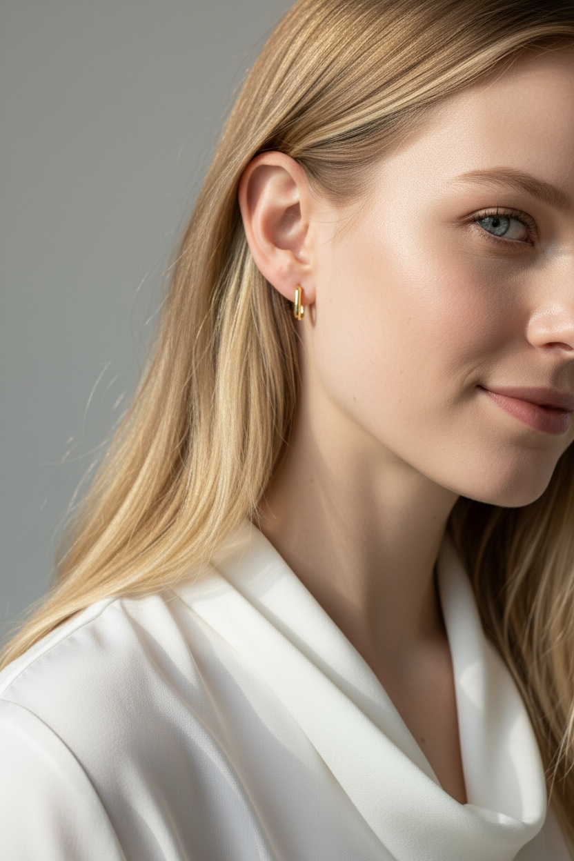 18k Gold Filled Oblong Hoop Earrings