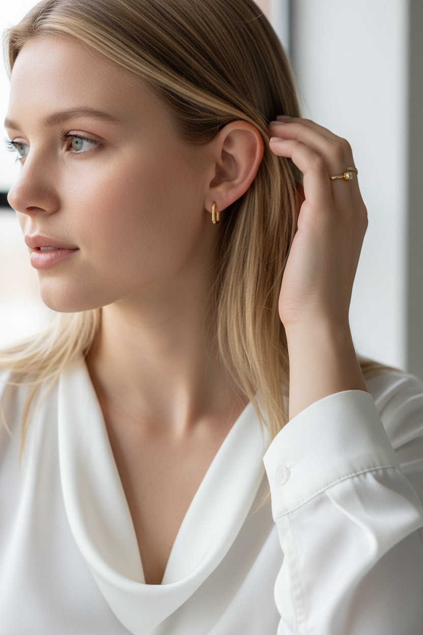 18k Gold Filled Oblong Hoop Earrings