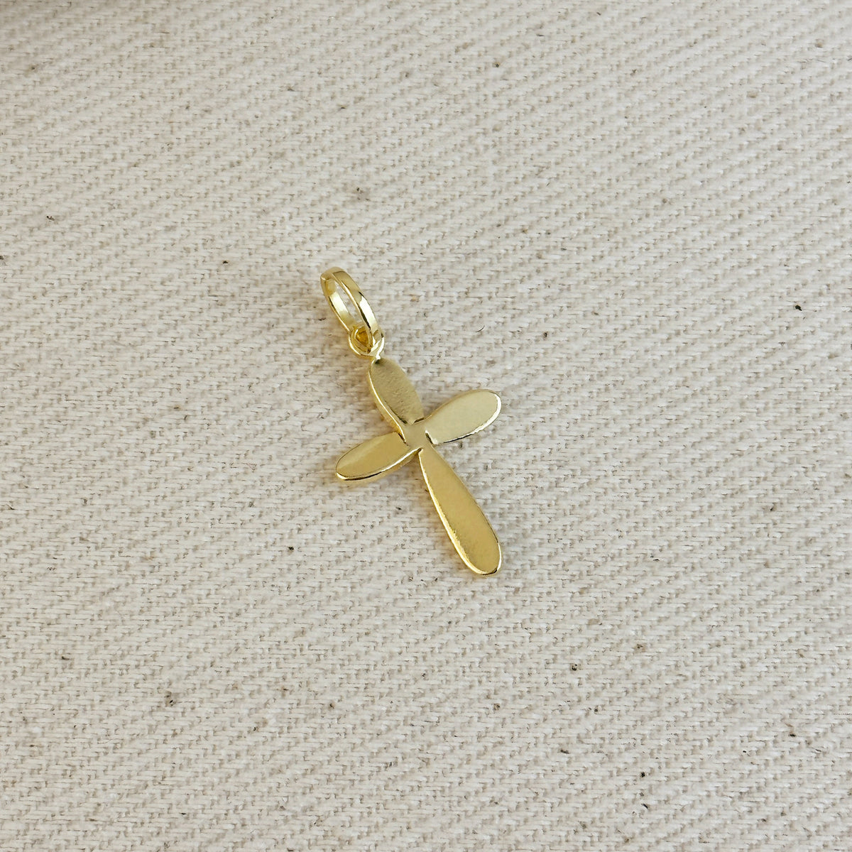 18k Gold Filled Rounded Polished Cross Pendant
