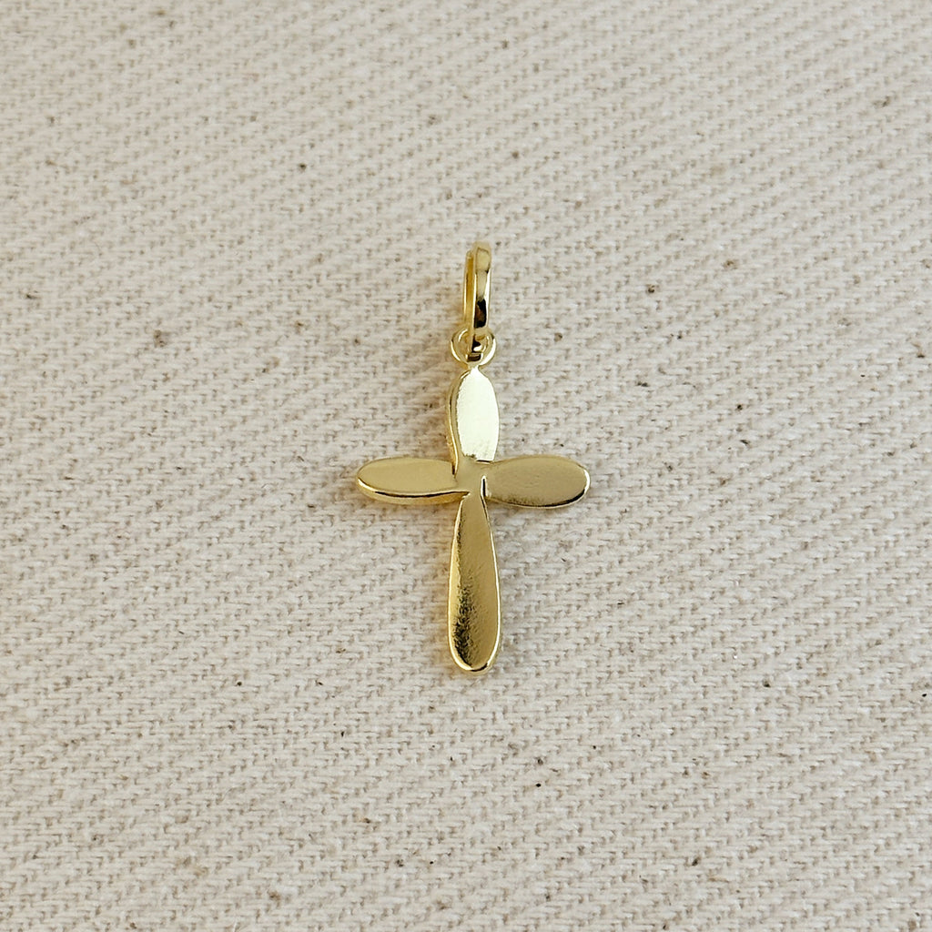 18k Gold Filled Rounded Polished Cross Pendant