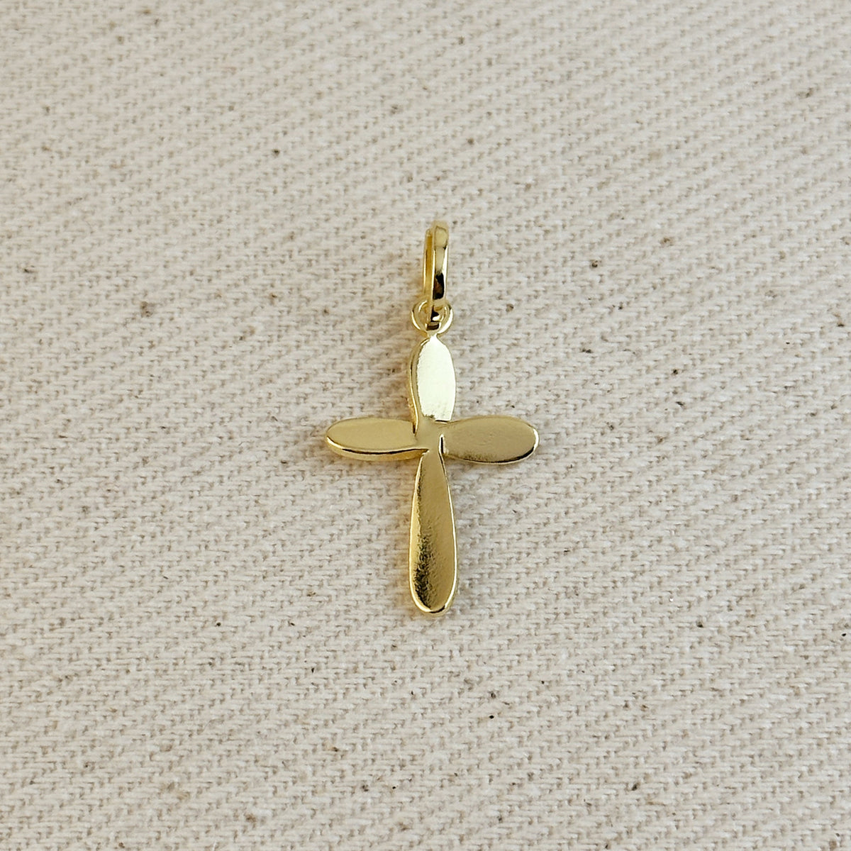 18k Gold Filled Rounded Polished Cross Pendant