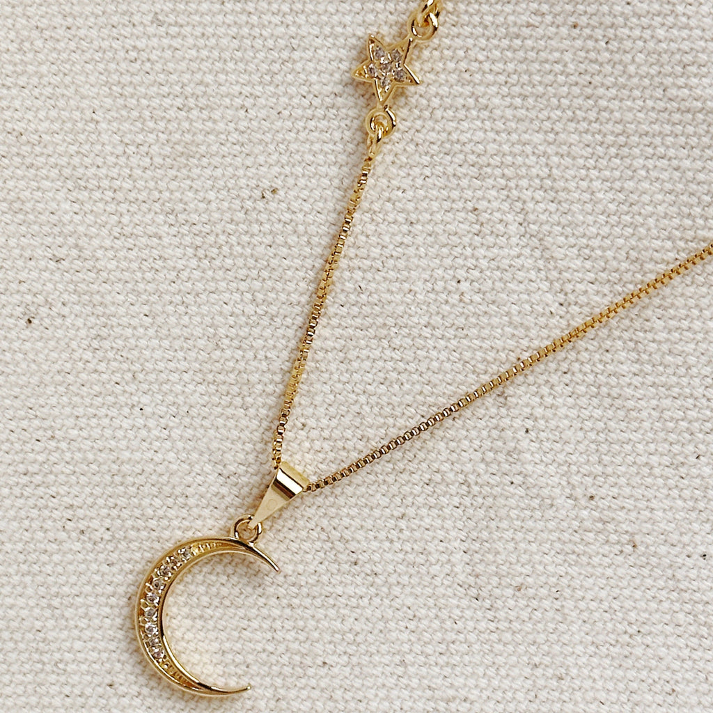 Mondsee Moon and Star Necklace 18k Gold Filled | 18k Gold Filled Jewelry