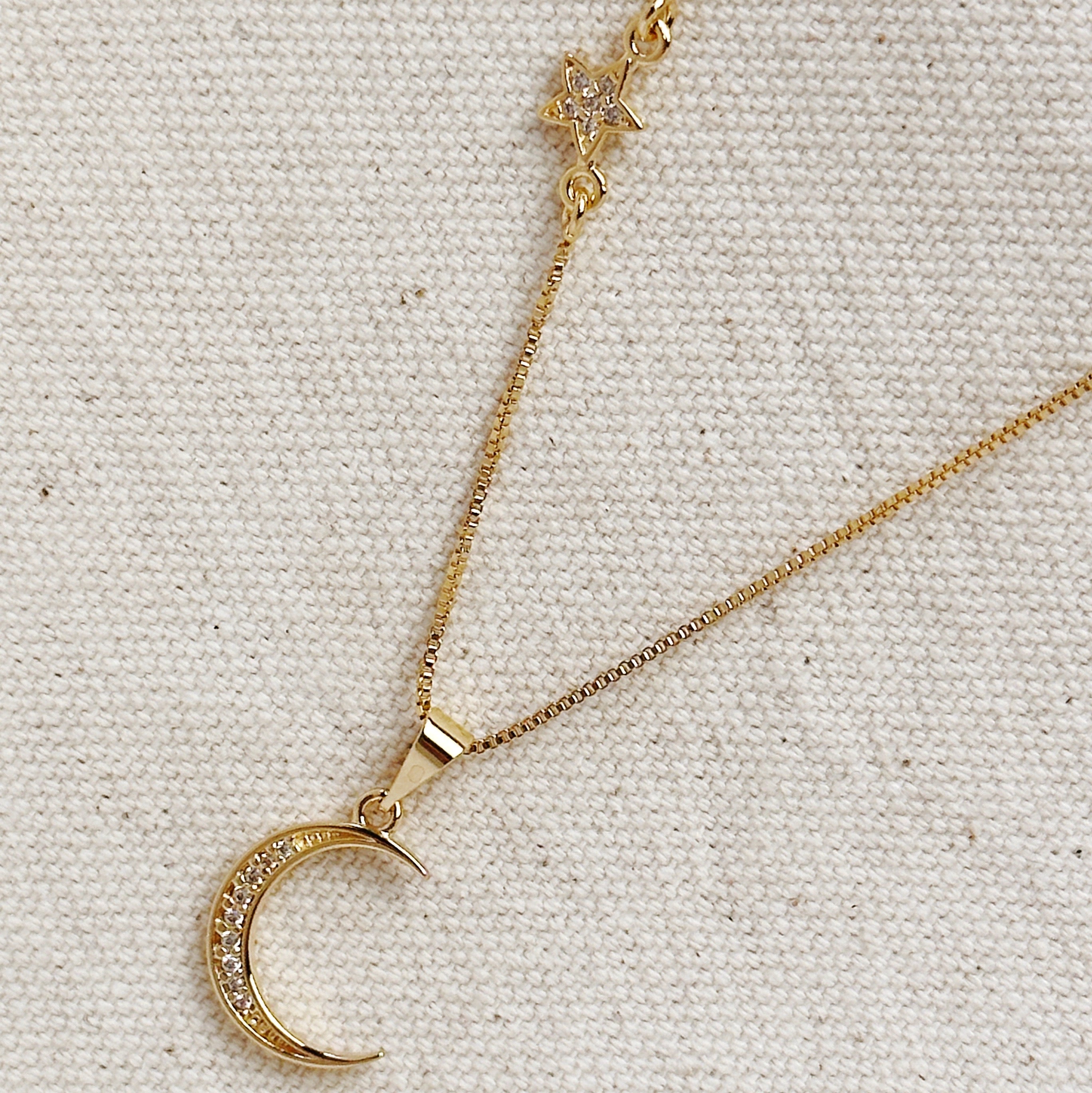 Mondsee Moon and Star Necklace 18k Gold Filled | 18k Gold Filled Jewelry
