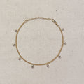 Mondsee 18k Gold Filled 2mm Curb Chain With Bezel CZ Drops Anklet | 18k Gold Filled Jewelry