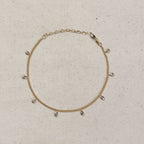 Mondsee 18k Gold Filled 2mm Curb Chain With Bezel CZ Drops Anklet | 18k Gold Filled Jewelry