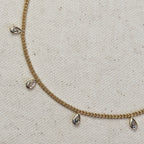 Mondsee 18k Gold Filled 2mm Curb Chain With Bezel CZ Drops Anklet | 18k Gold Filled Jewelry