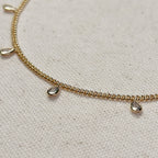 Mondsee 18k Gold Filled 2mm Curb Chain With Bezel CZ Drops Anklet | 18k Gold Filled Jewelry