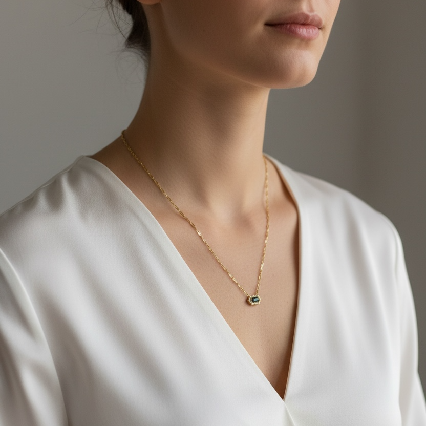 18k Gold Vermeil Fancy Birthstone Baguette Necklace