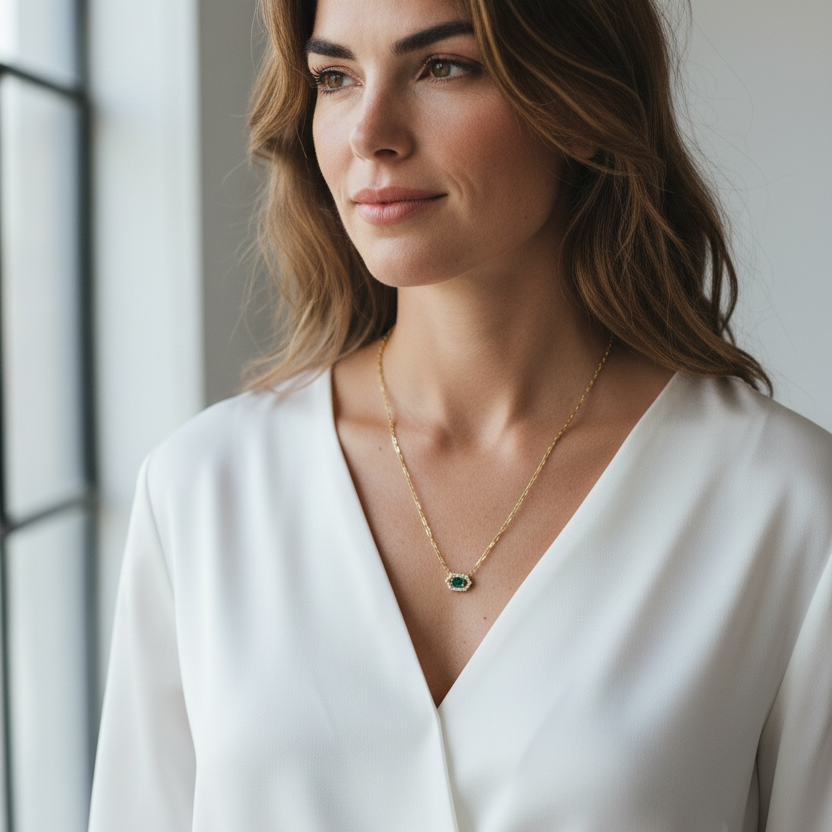 18k Gold Vermeil Fancy Birthstone Baguette Necklace