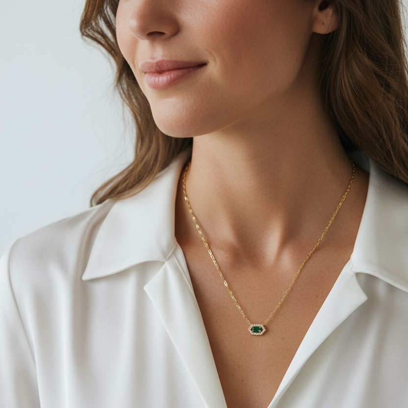 18k Gold Vermeil Fancy Birthstone Baguette Necklace