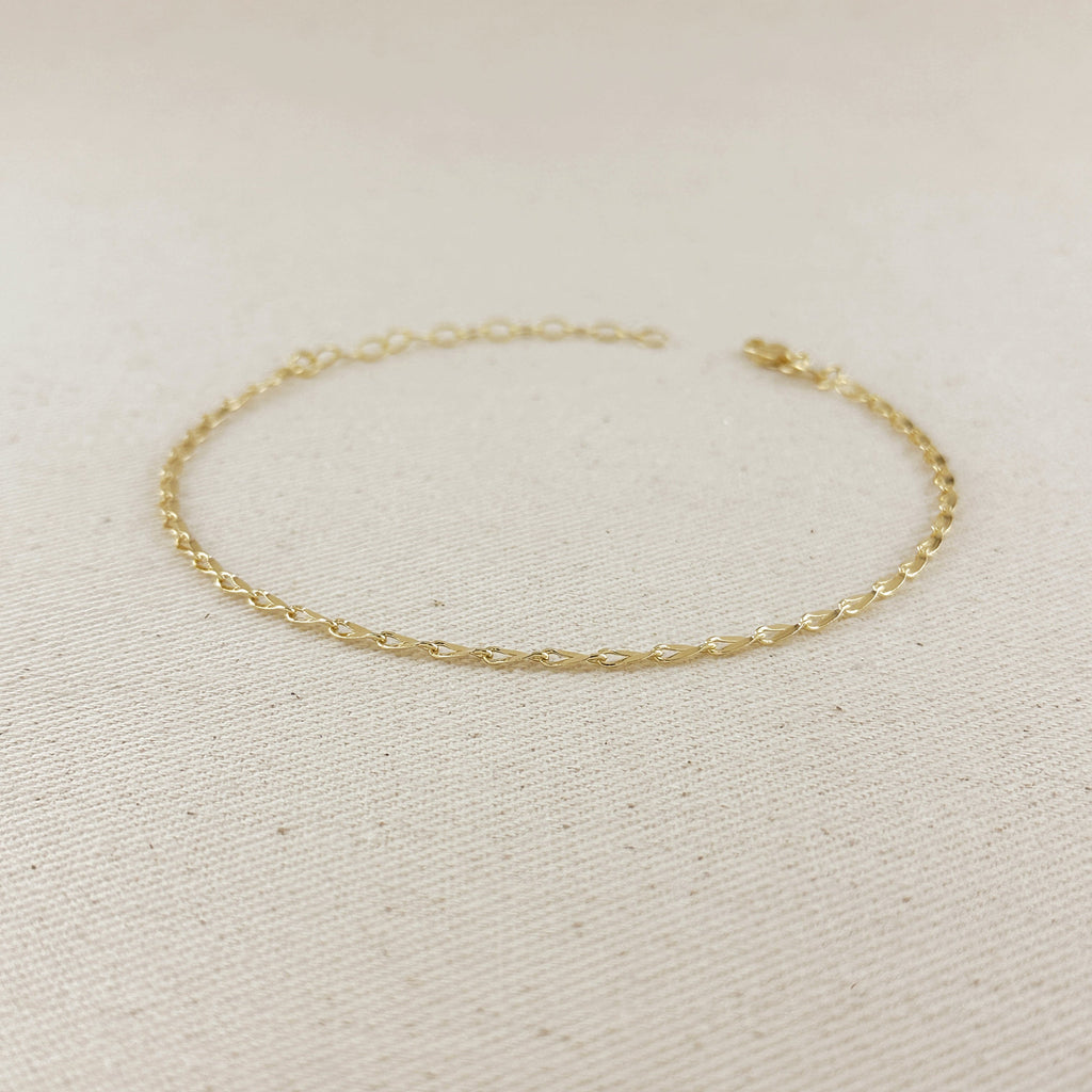 Mondsee 18k Gold Filled Detailed Chain Anklet | 18k Gold Filled Jewelry