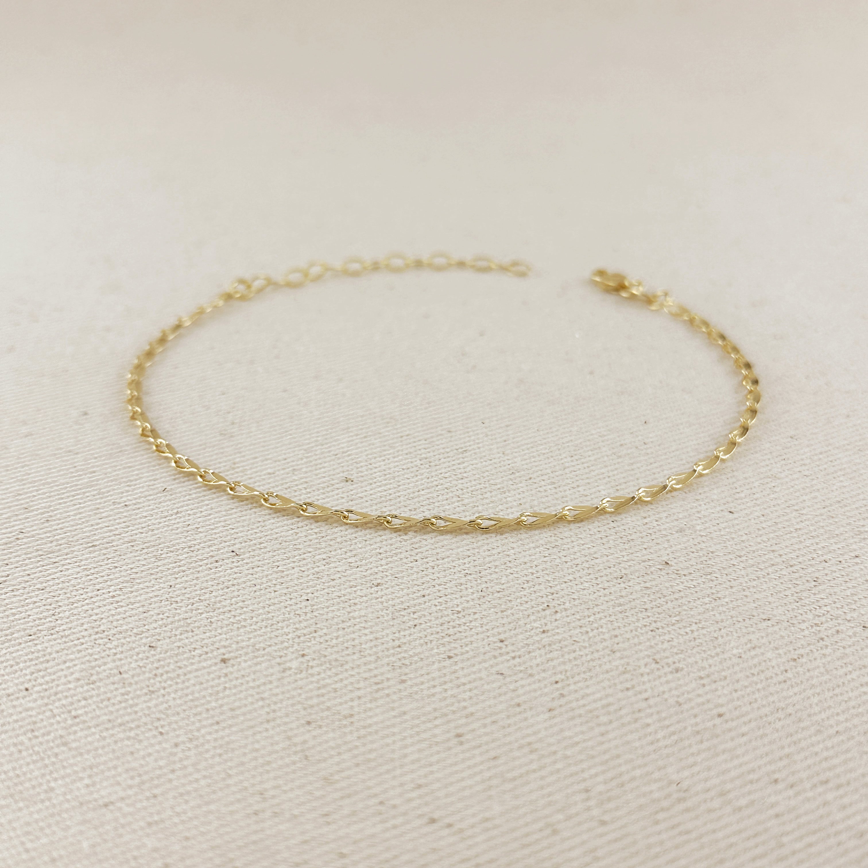 Mondsee 18k Gold Filled Detailed Chain Anklet | 18k Gold Filled Jewelry