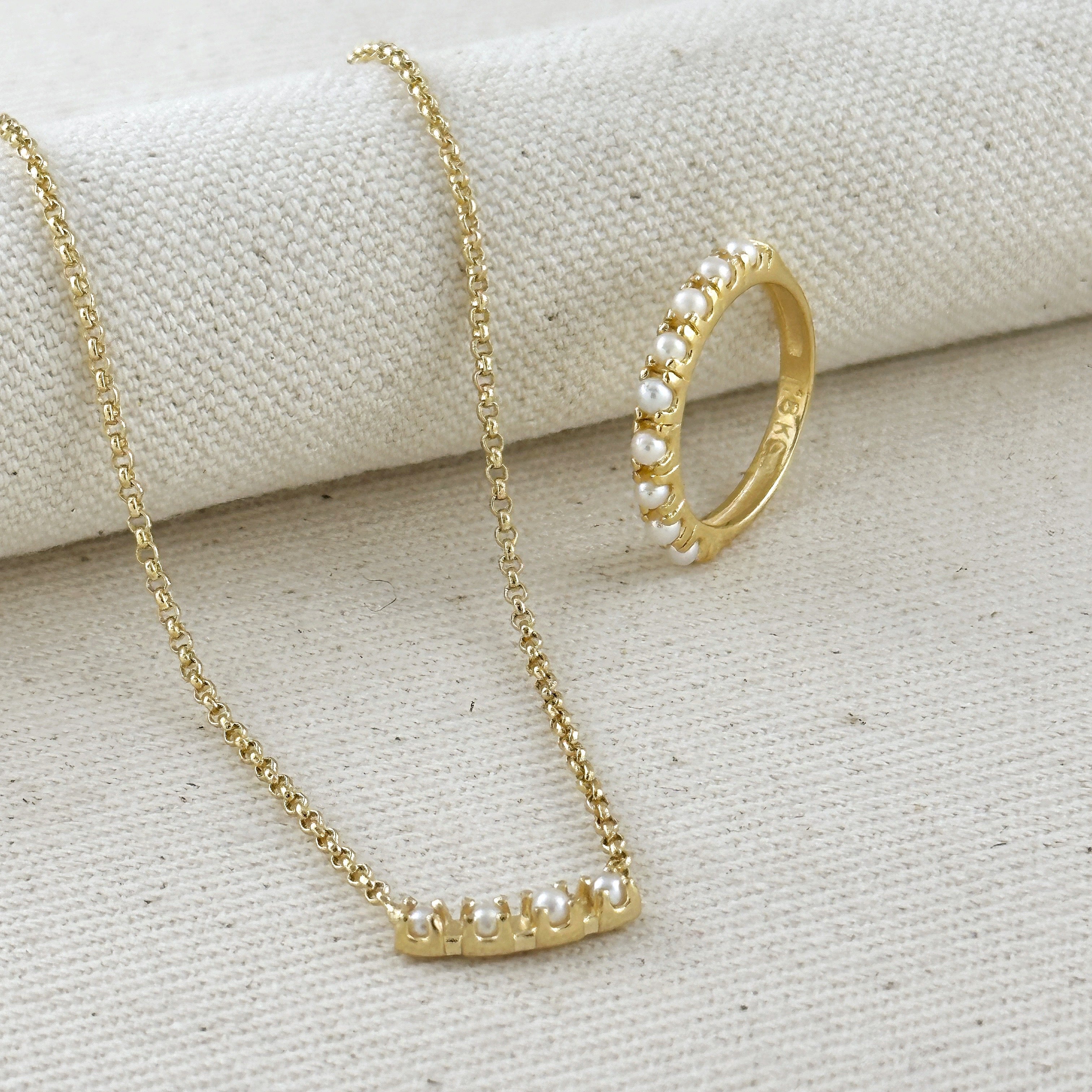 Mondsee 18k Gold Filled Fresh Water Pearl Bar Necklace | 18k Gold Filled Jewelry