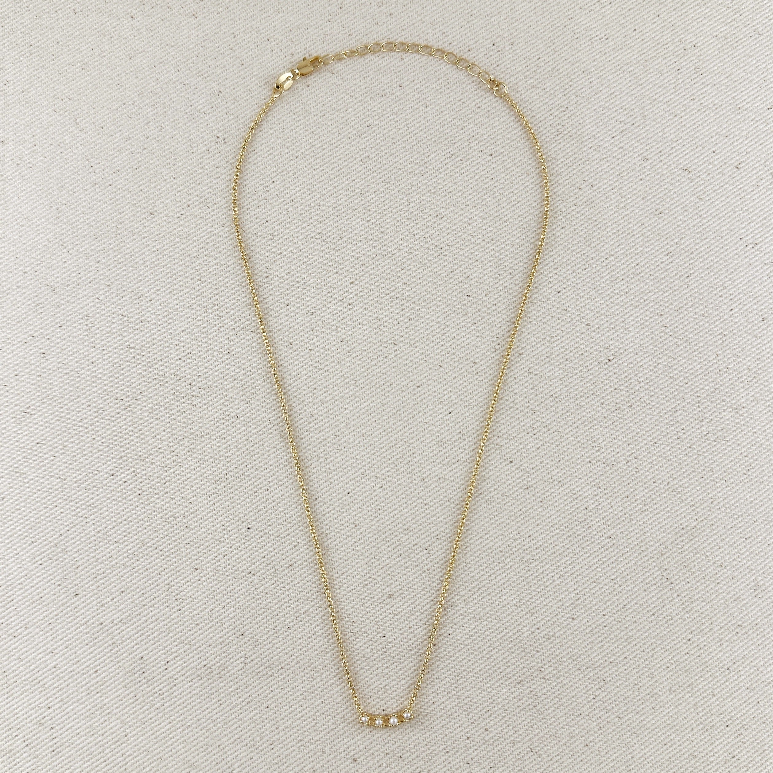 Mondsee 18k Gold Filled Fresh Water Pearl Bar Necklace | 18k Gold Filled Jewelry