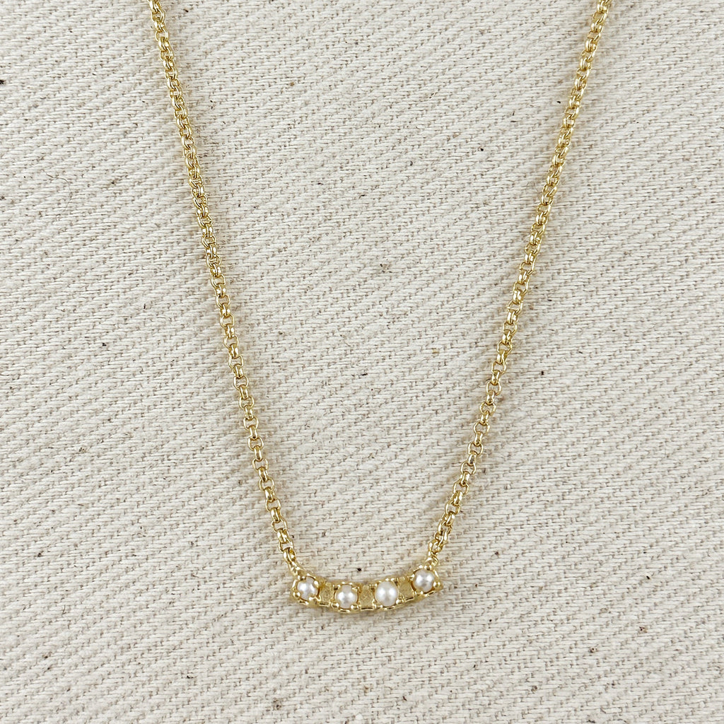 Mondsee 18k Gold Filled Fresh Water Pearl Bar Necklace | 18k Gold Filled Jewelry