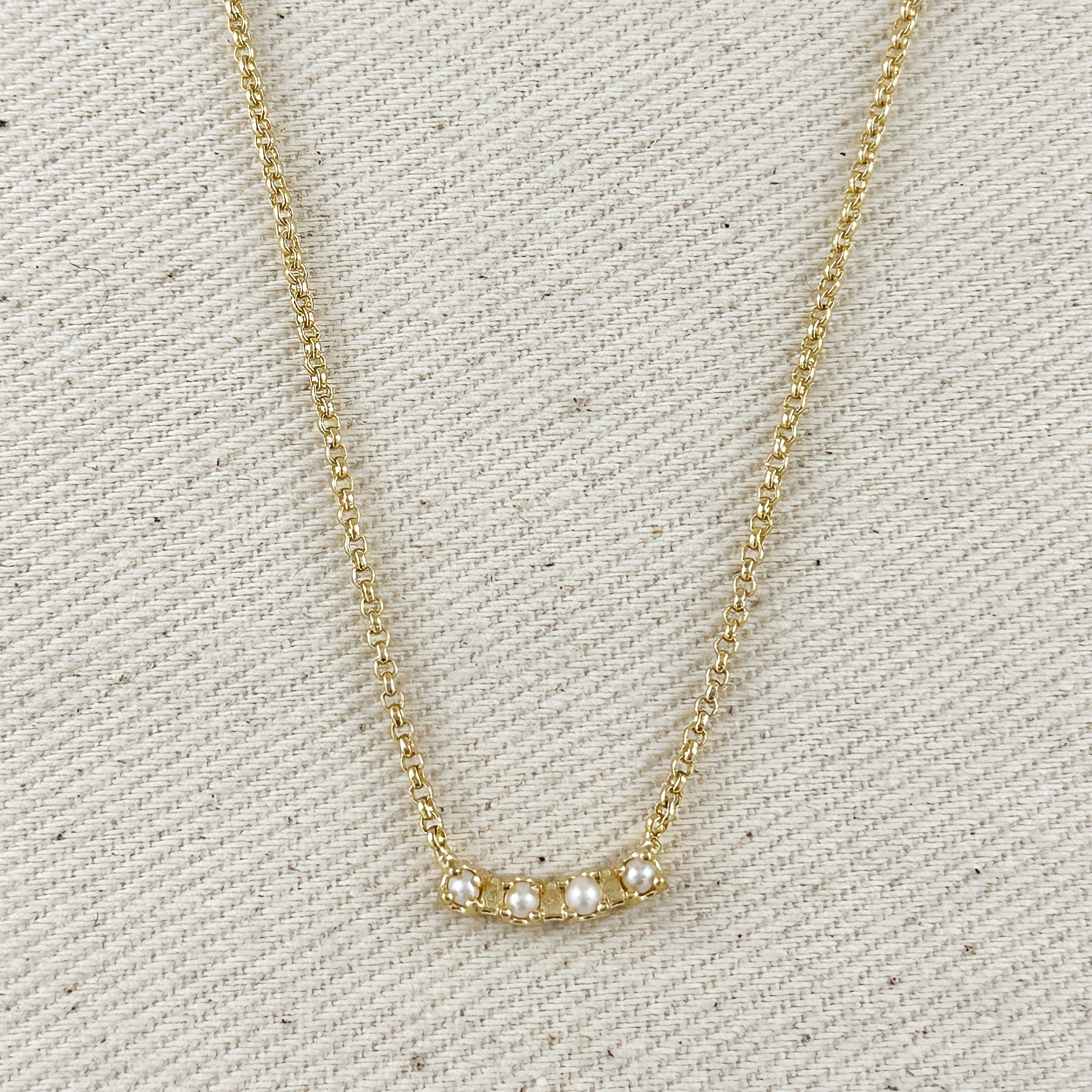 Mondsee 18k Gold Filled Fresh Water Pearl Bar Necklace | 18k Gold Filled Jewelry