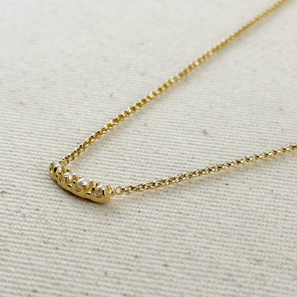 Mondsee 18k Gold Filled Fresh Water Pearl Bar Necklace | 18k Gold Filled Jewelry