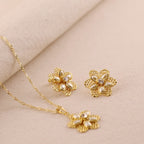 Mondsee 18k Gold Filled Mesh Flower Necklace and Earring Set | 18k Gold Filled Jewelry