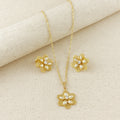 Mondsee 18k Gold Filled Mesh Flower Necklace and Earring Set | 18k Gold Filled Jewelry