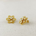 Mondsee 18k Gold Filled Mesh Flower Necklace and Earring Set | 18k Gold Filled Jewelry