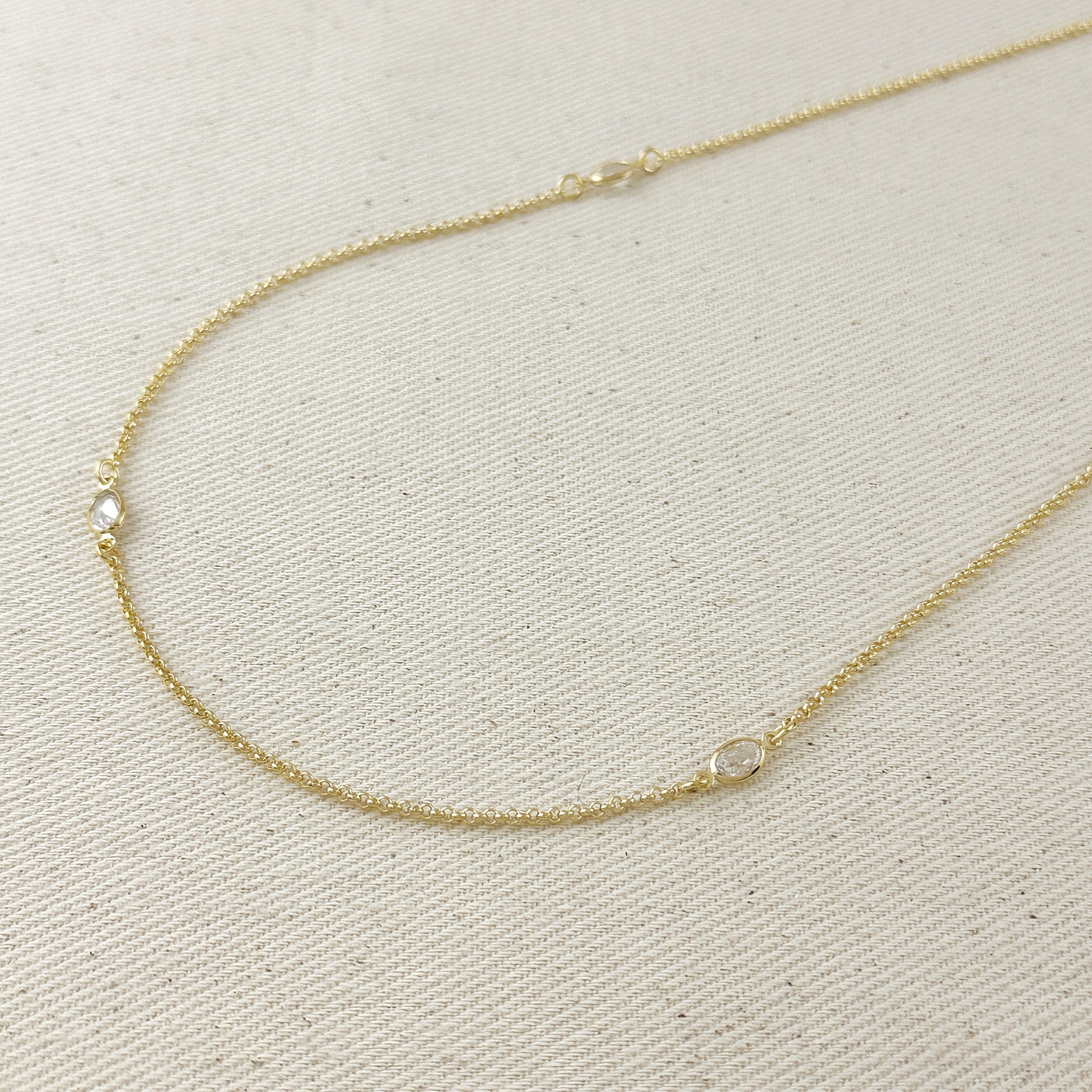 Mondsee 18k Gold Filled Oval CZ Bezel Belly Chain | 18k Gold Filled Jewelry