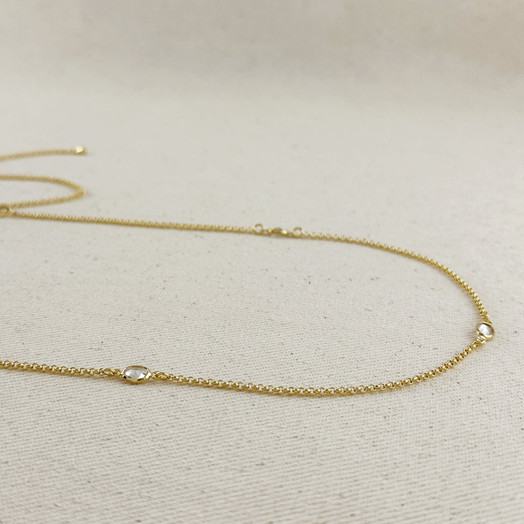 Mondsee 18k Gold Filled Oval CZ Bezel Belly Chain | 18k Gold Filled Jewelry