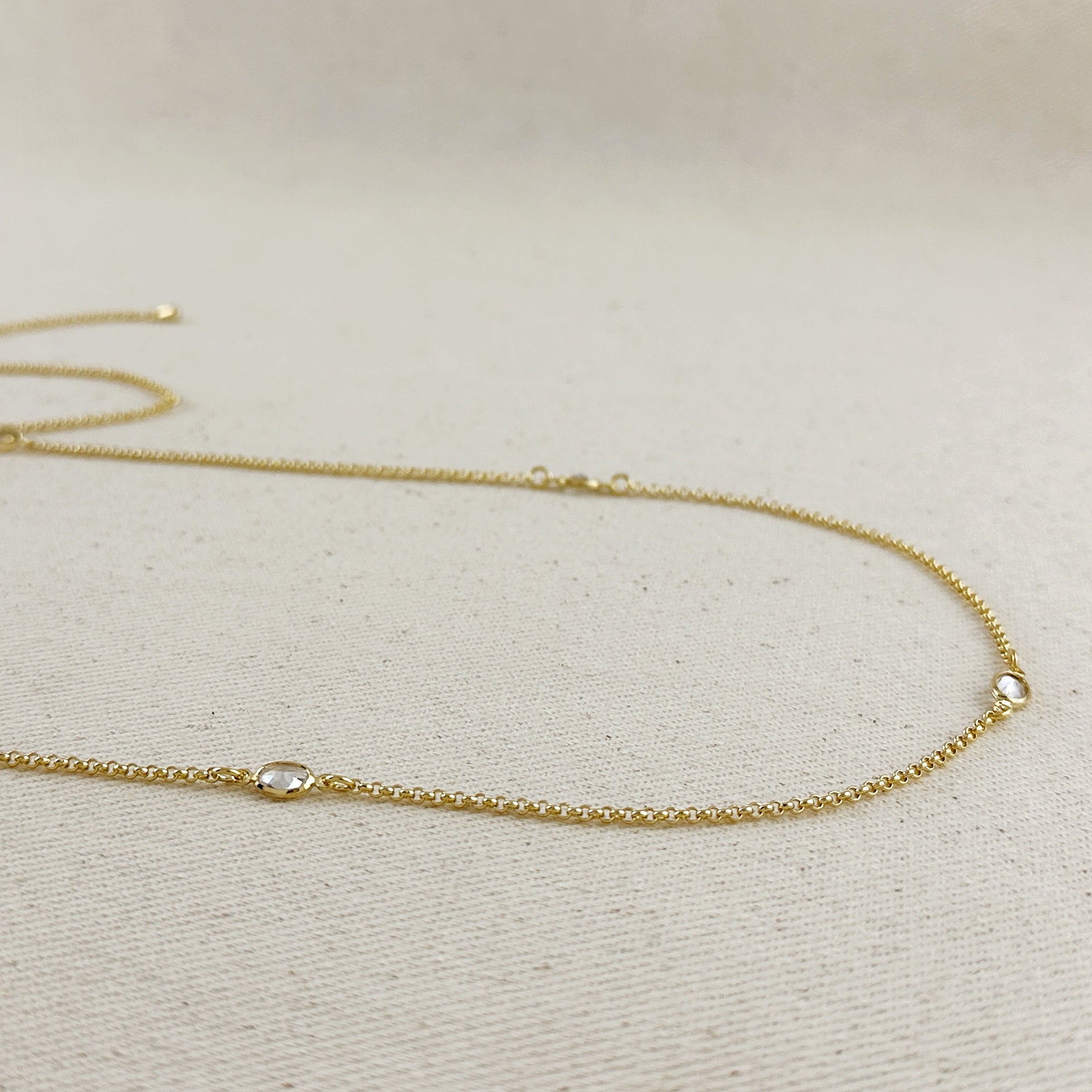 Mondsee 18k Gold Filled Oval CZ Bezel Belly Chain | 18k Gold Filled Jewelry