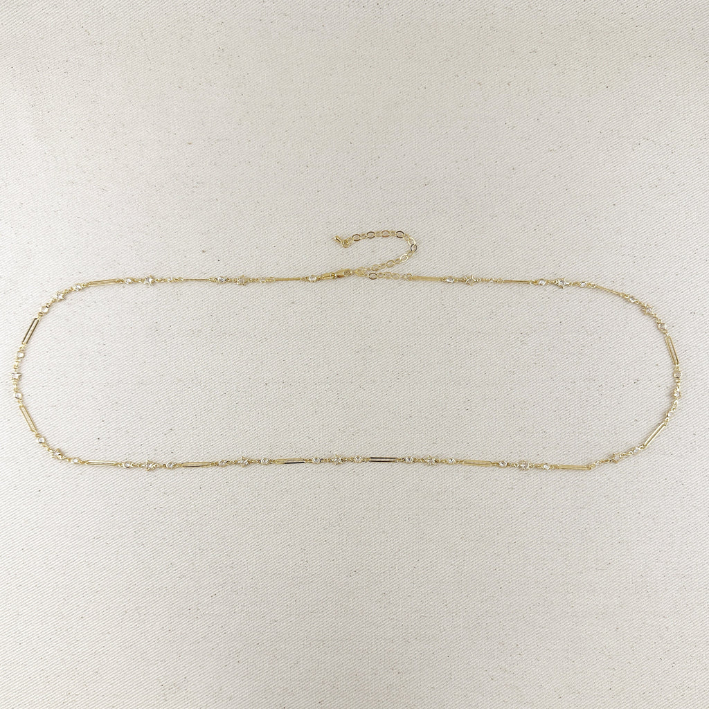 Mondsee 18k Gold Filled Paperclip And Stars CZ Belly Chain | 18k Gold Filled Jewelry