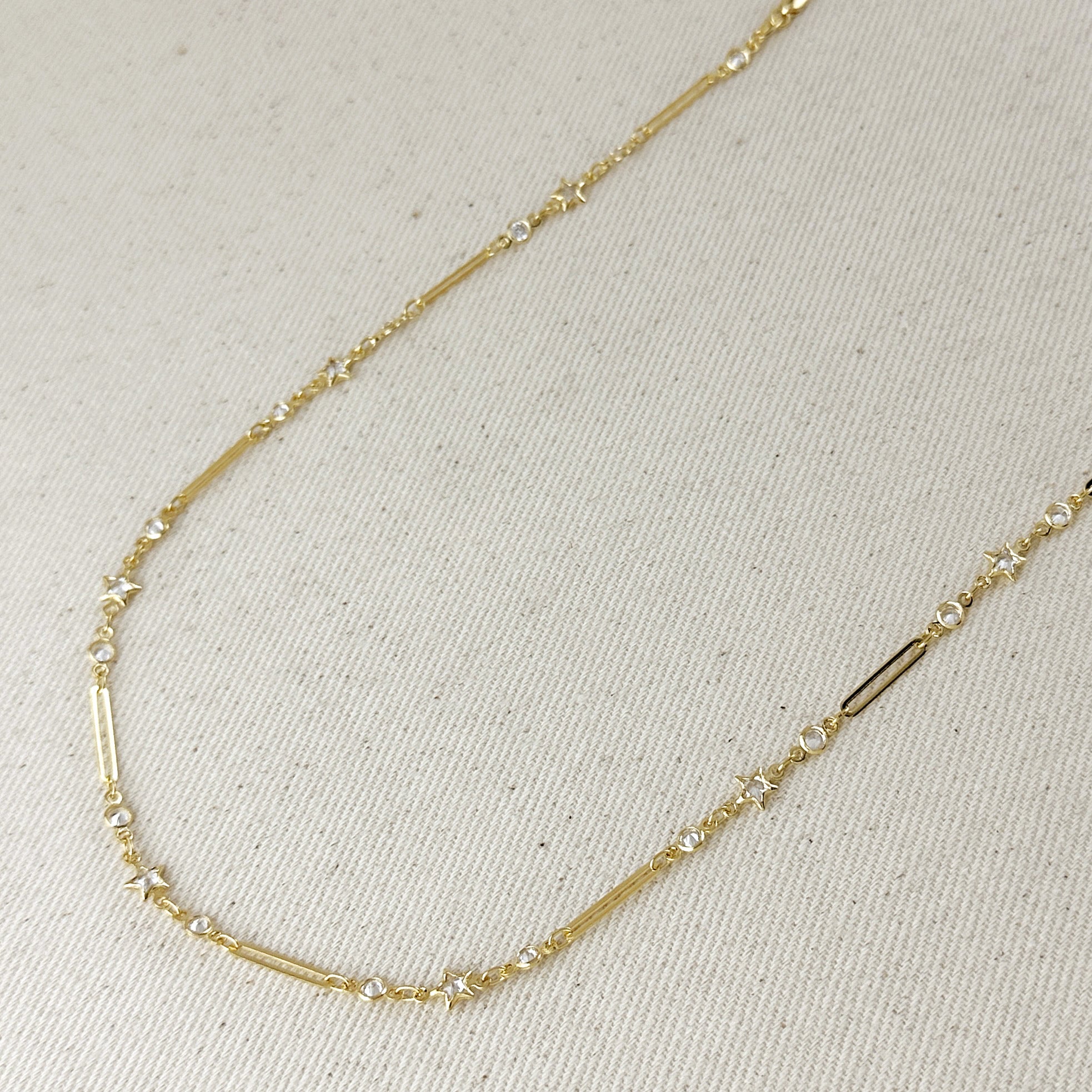 Mondsee 18k Gold Filled Paperclip And Stars CZ Belly Chain | 18k Gold Filled Jewelry