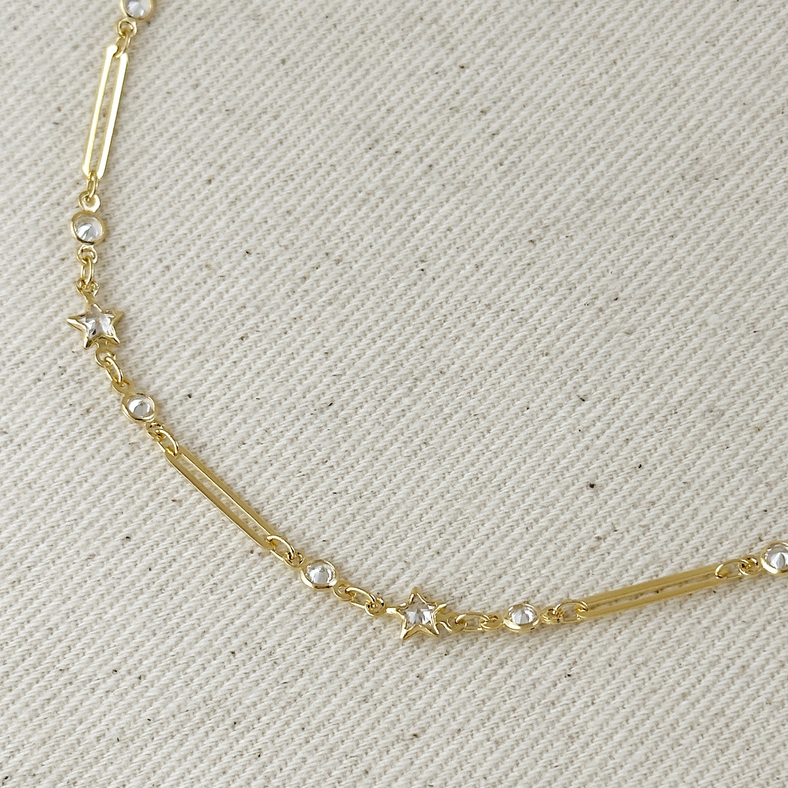 Mondsee 18k Gold Filled Paperclip And Stars CZ Belly Chain | 18k Gold Filled Jewelry