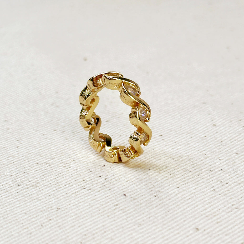 Mondsee 18k Gold Filled Cz Wave Eternity Band Ring | 18k Gold Filled Jewelry