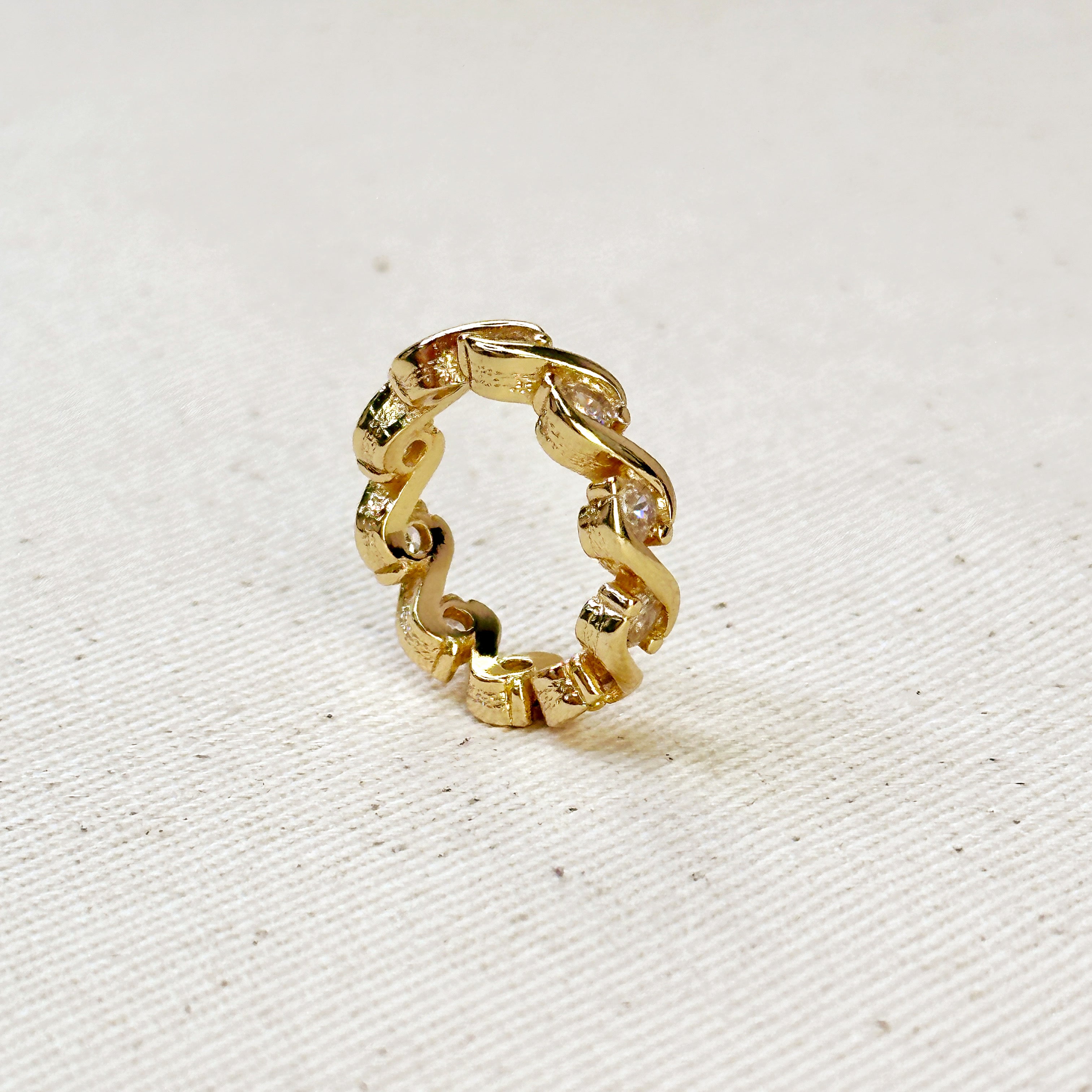 Mondsee 18k Gold Filled Cz Wave Eternity Band Ring | 18k Gold Filled Jewelry