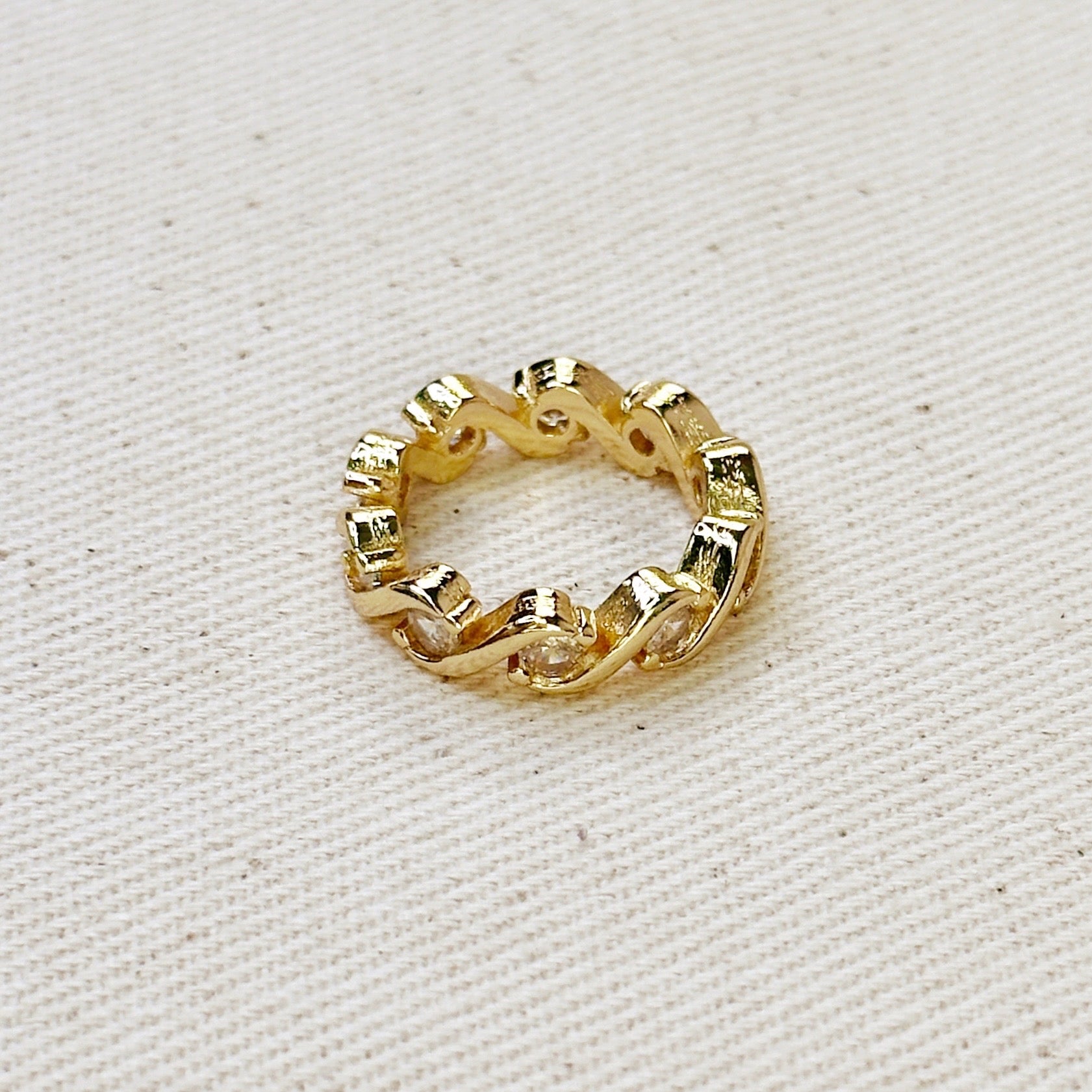 Mondsee 18k Gold Filled Cz Wave Eternity Band Ring | 18k Gold Filled Jewelry
