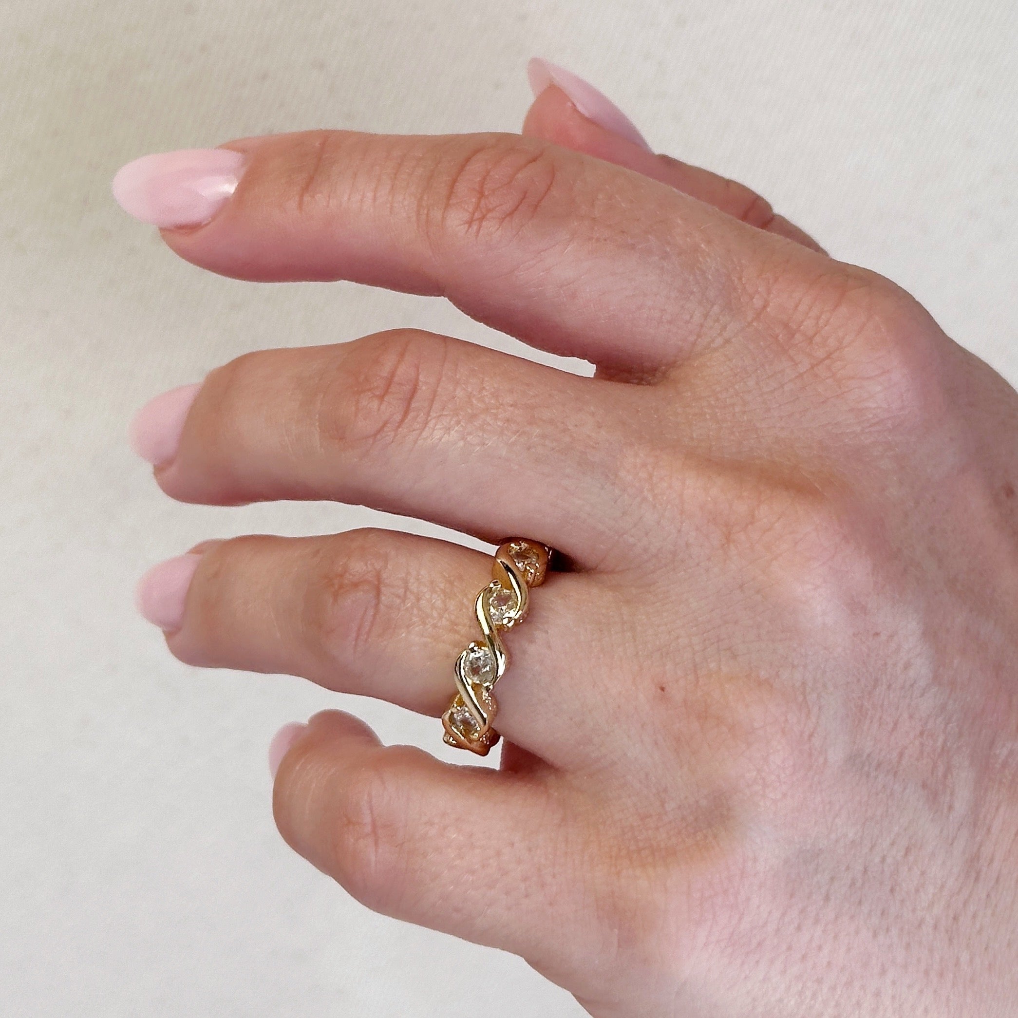 Mondsee 18k Gold Filled Cz Wave Eternity Band Ring | 18k Gold Filled Jewelry