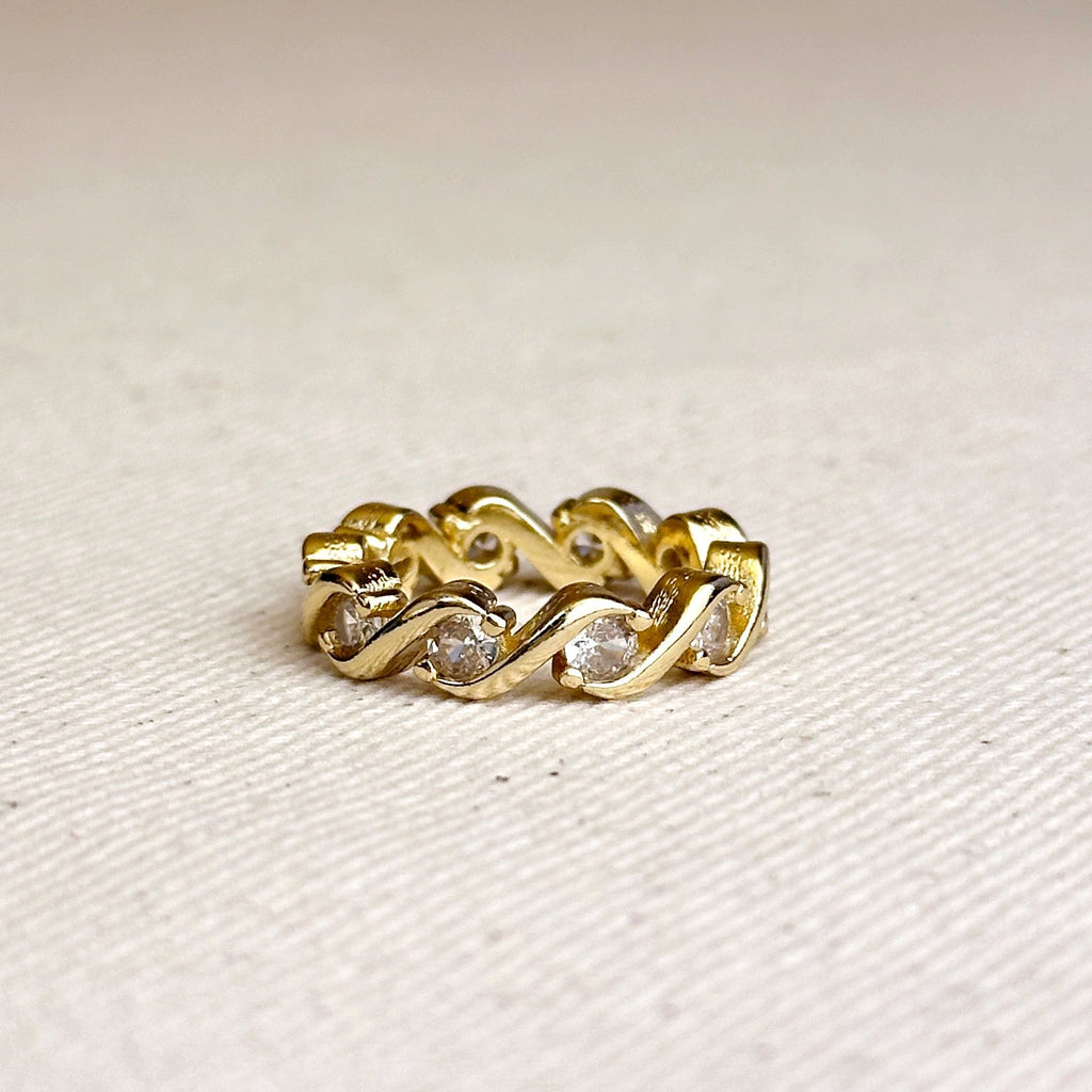 Mondsee 18k Gold Filled Cz Wave Eternity Band Ring | 18k Gold Filled Jewelry
