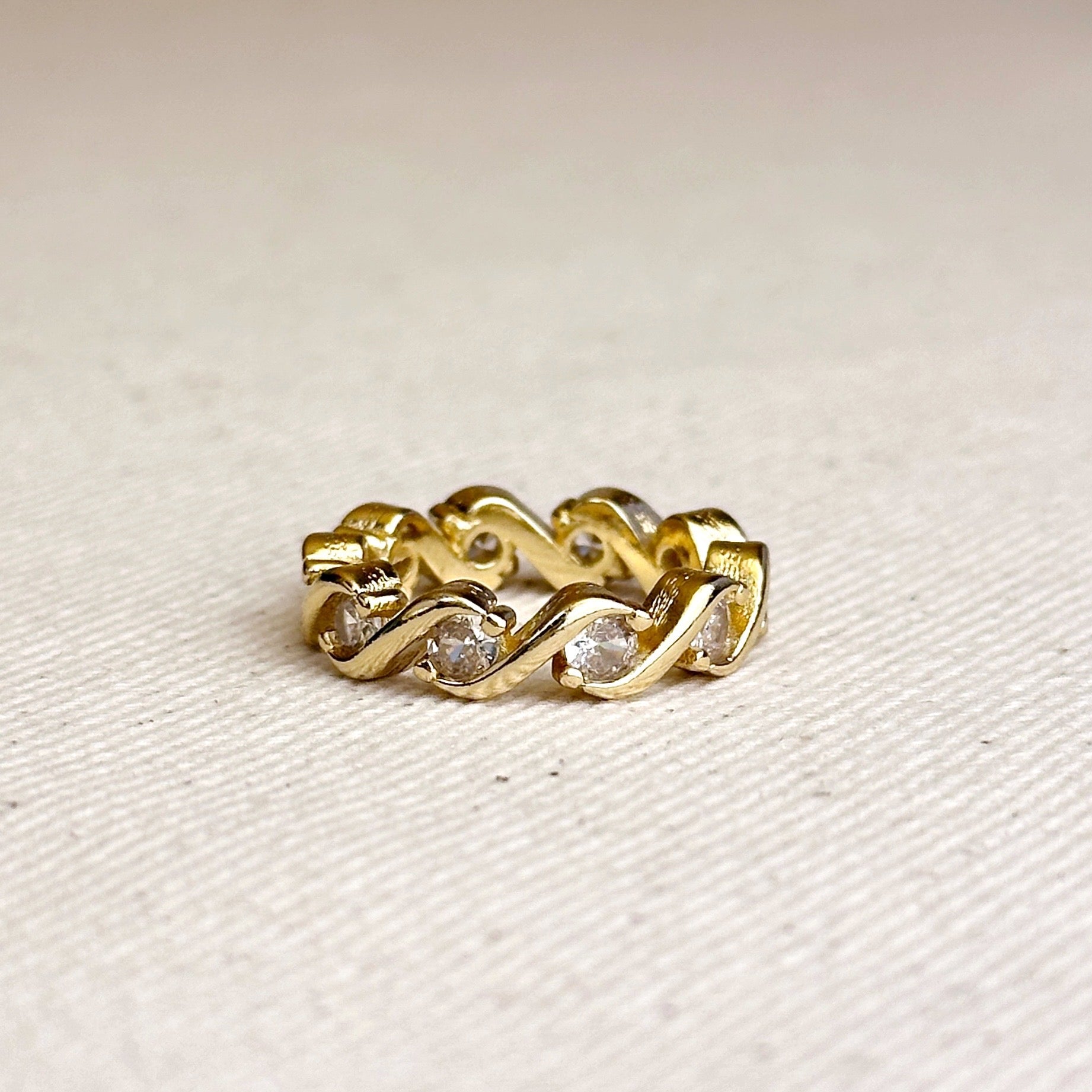 Mondsee 18k Gold Filled Cz Wave Eternity Band Ring | 18k Gold Filled Jewelry