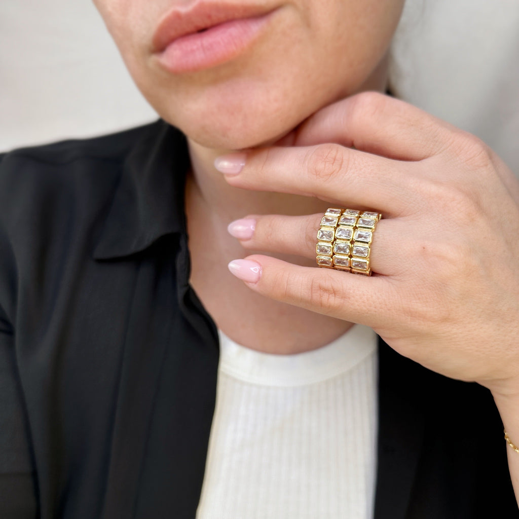 Mondsee 18k Gold Filled Chunky CZ Eternity Band Ring | 18k Gold Filled Jewelry