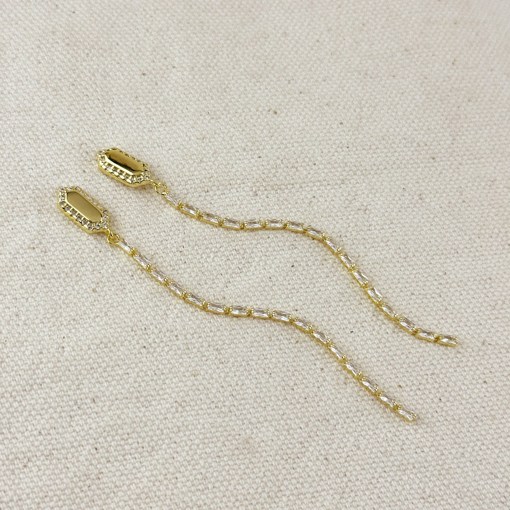 Mondsee 18k Gold Filled CZ Baguette Chain Drop Earrings | 18k Gold Filled Jewelry
