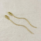 Mondsee 18k Gold Filled CZ Baguette Chain Drop Earrings | 18k Gold Filled Jewelry